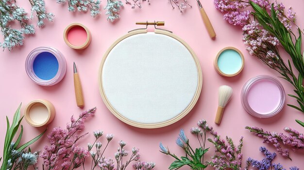 zestaw do haftu z muliną i tamborkiem